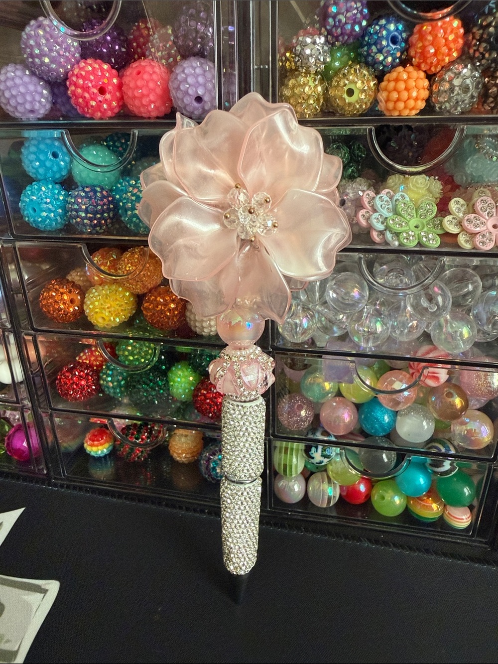 Sparkling Pink Flower Pen